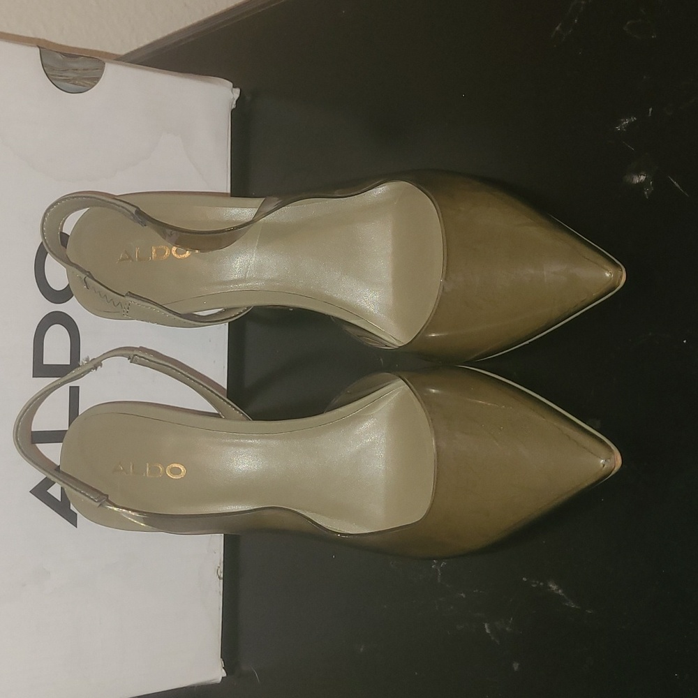 ALDO Gweima Sling Back Clear Plastic Chunky Heel